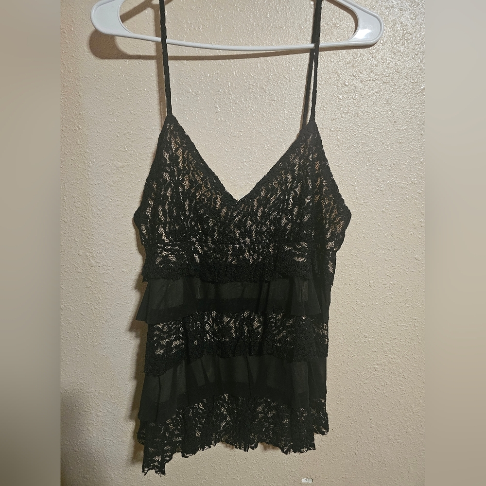 Hem & Thread Black Lace Camisole Size L
